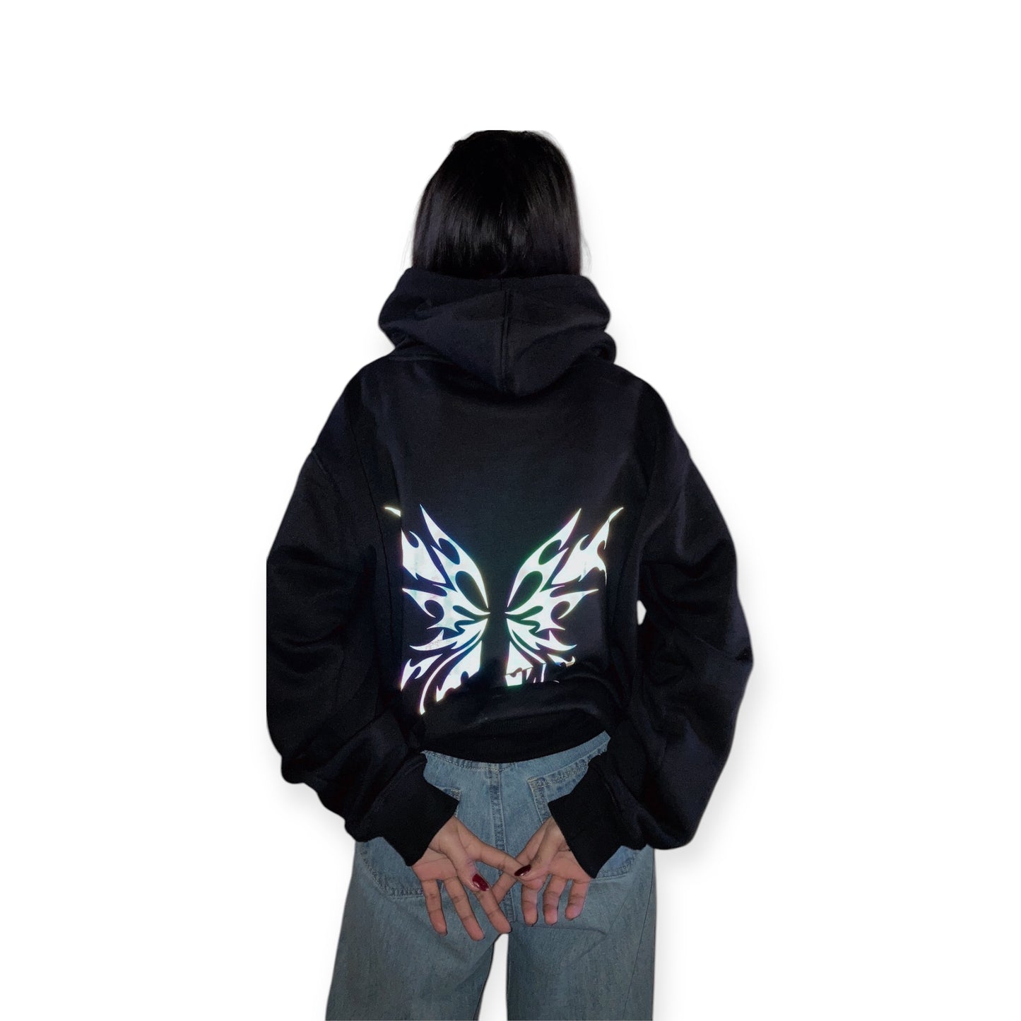 Black Butterfly Reflective Hoodie